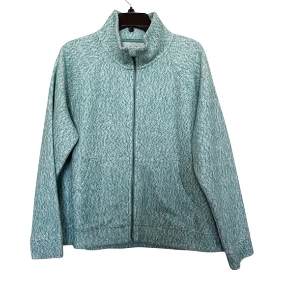 L.L. Bean Women’s Sz XLP Heritage Marled Fleece Cardigan Sweater/Jacket Zip - Picture 1 of 8